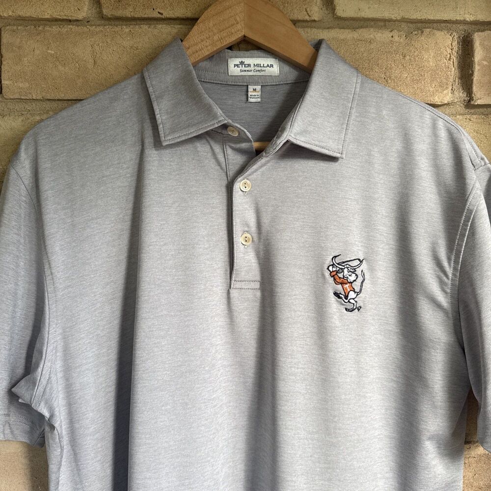 Peter Millar Polo Shirt Men M Summer Comfort Texas Longhorns Golf Bevo gameday